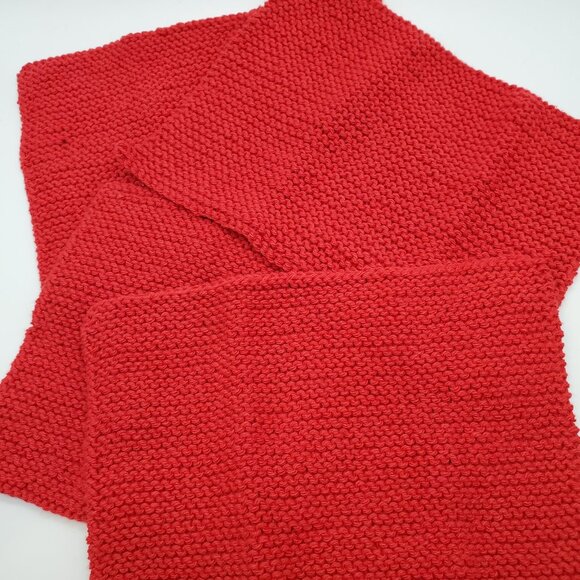 Knit Dish Rags Wash Rags Cotton/Polyester Blend Set of 4 Cranberry 9 x 7 - Picture 2 of 5